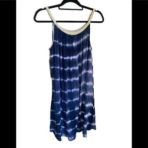 Nina Leonard Blue and White Strappy Dress Size M